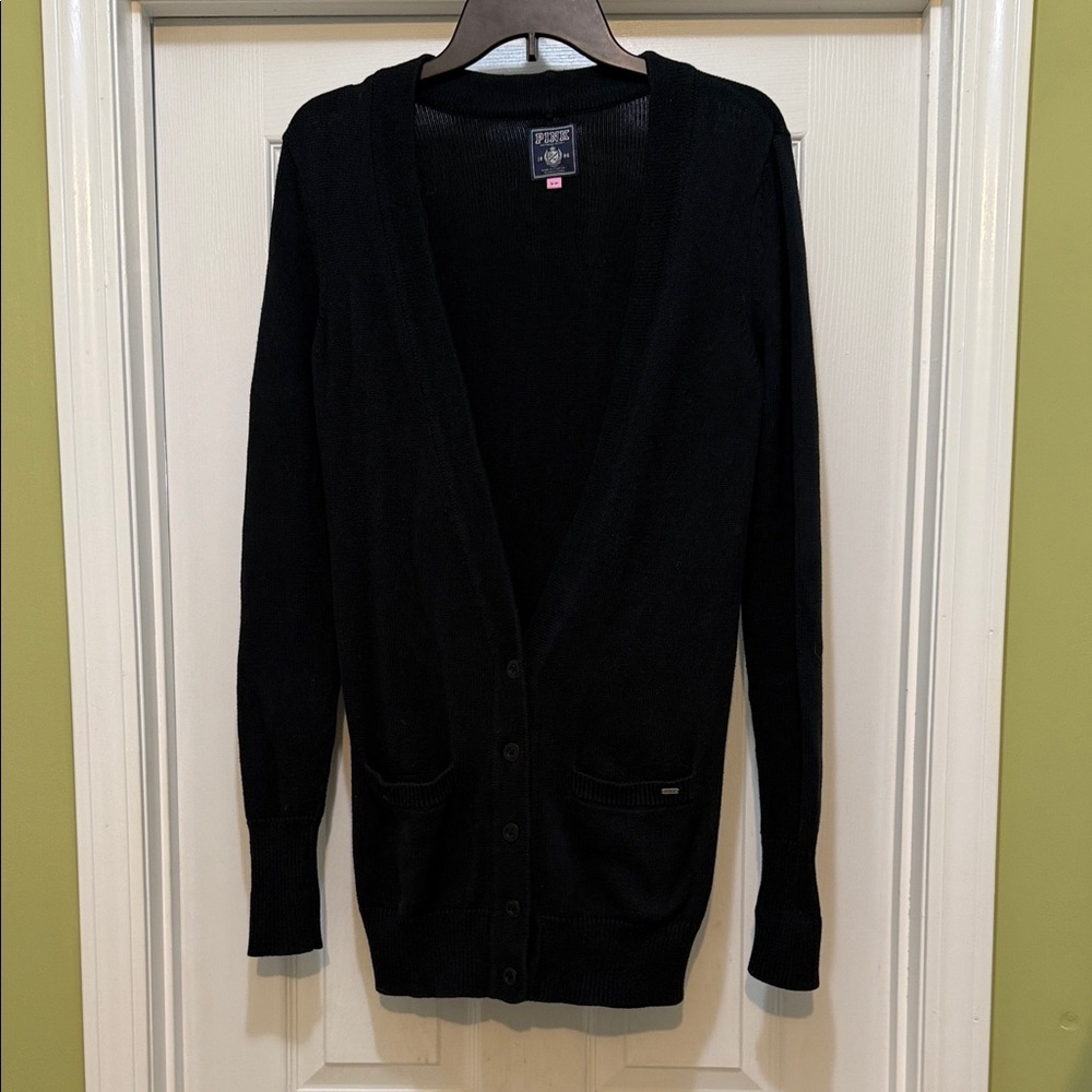 PINK Victoria's Secret- Y2K Black Cardigan Sweater - size S